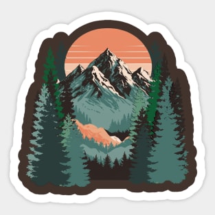 Mountains & Pines Retro Nature Sticker